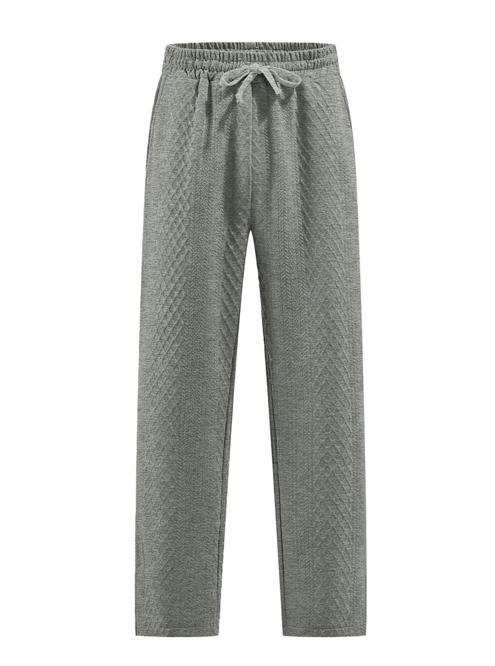Damen nan komfortable strukturierte Loungehose mit elastischem Kordelbund und geradem Bein Echo Archiv