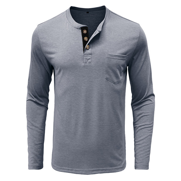 Herren Langarm-Henley-Shirt mit modischen Knöpfen Echoarchiv