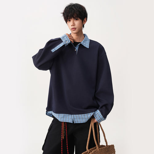 Herren Relaxed Fit Pullover mit abnehmbaren Hemdkragen Echoarchiv