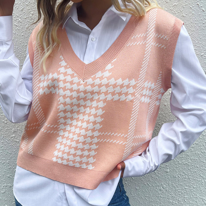 Damen Trendiger V-Ausschnitt Strickpullover Echo Archiv