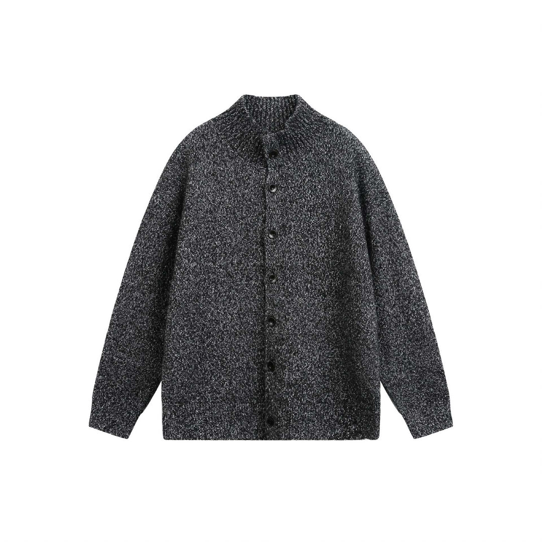 Damen Oversize-Strickjacke mit hochgezogenem Rippkragen und Holzknopfverschluss Echoarchiv