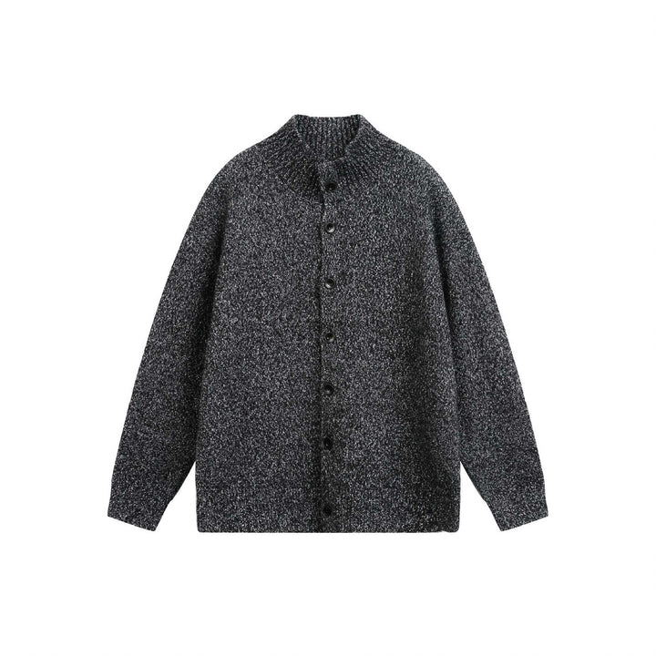 Damen Oversize-Strickjacke mit hochgezogenem Rippkragen und Holzknopfverschluss Echoarchiv
