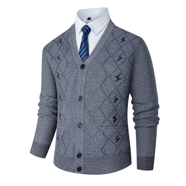 Herren Strickjacke mit modernem Rautenmuster und stilvollen Knöpfen Echoarchiv