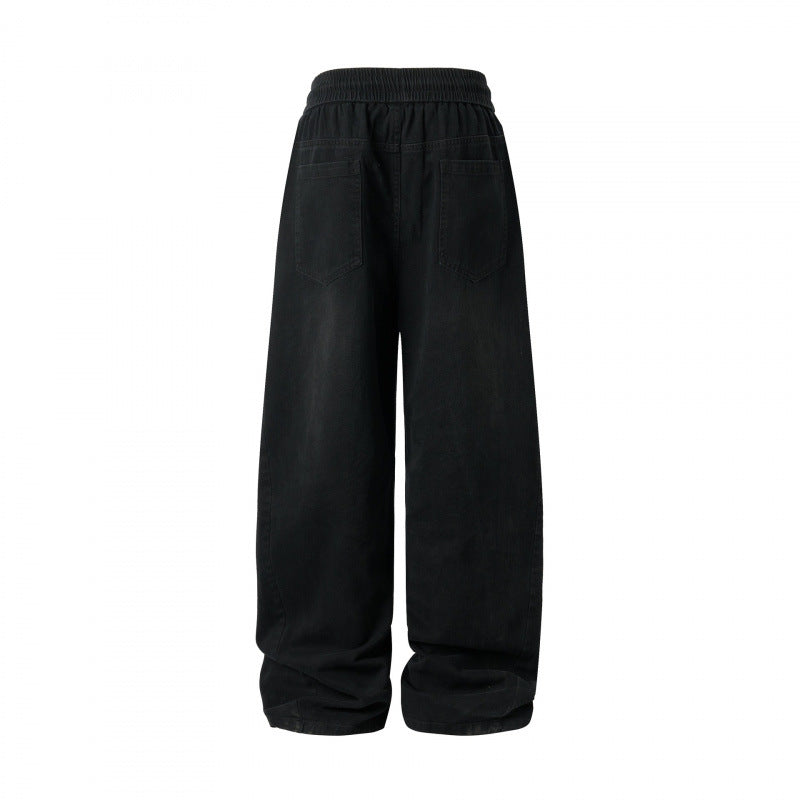 Damen weite High-Waist-Hose mit Elastikbund, Kordelzug und aufgesetzten Taschen Echo Archiv
