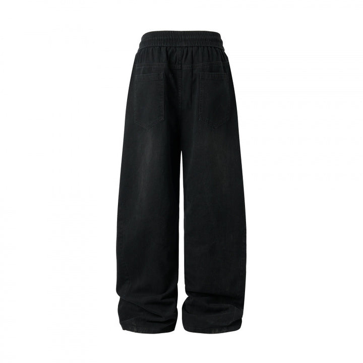 Damen weite High-Waist-Hose mit Elastikbund, Kordelzug und aufgesetzten Taschen Echo Archiv