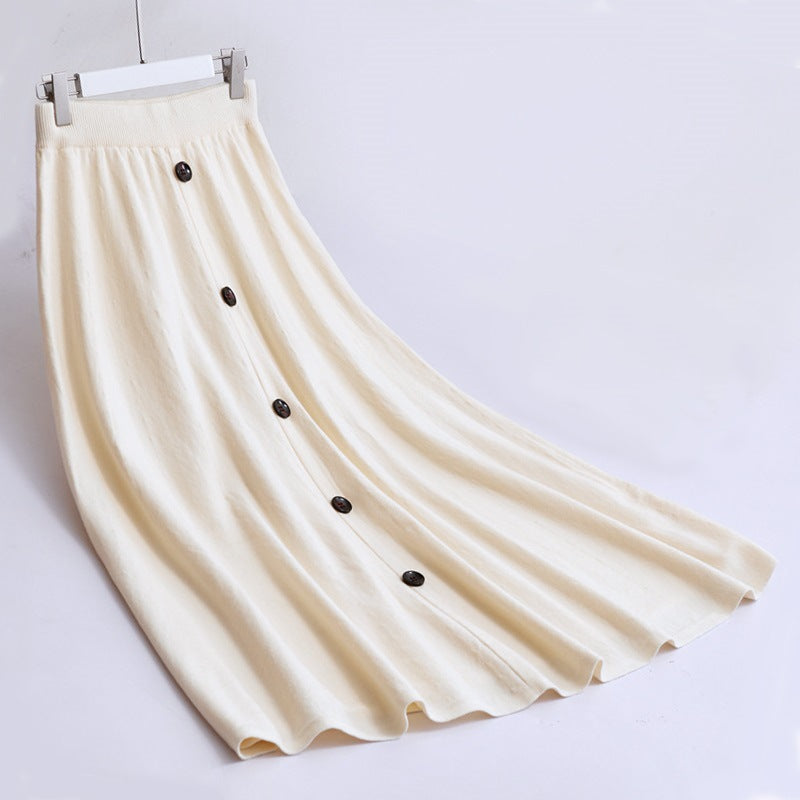 Damen Langer Faltenrock mit Knopfdetails Echo Archiv