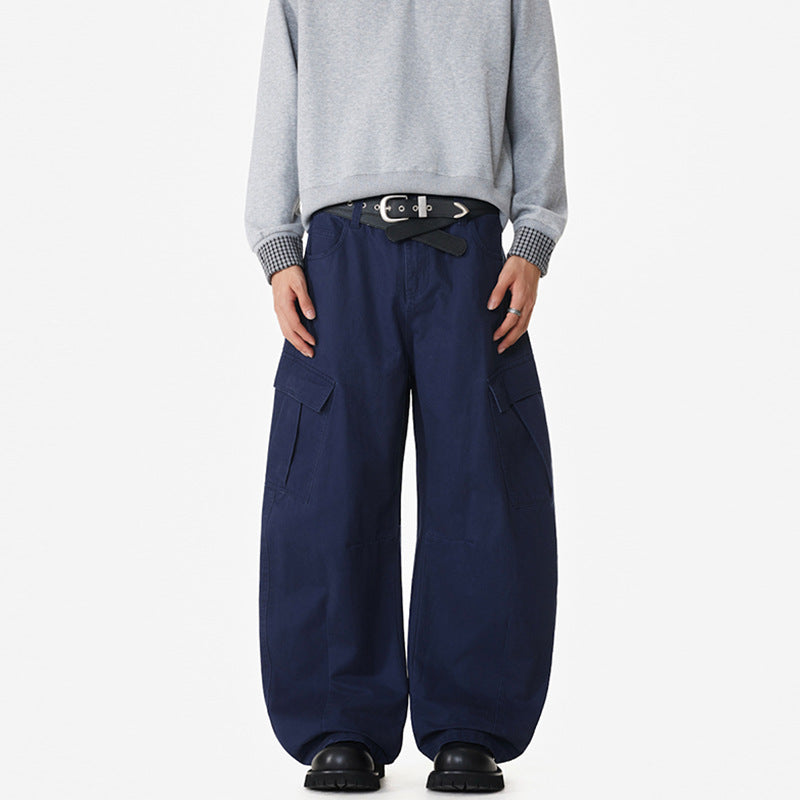 Herren Weite Workwear-Cargo-Palazzohose aus Baumwoll-Canvas mit verstärkten Kniepartien und geräumigen Klappentaschen Echo Archiv