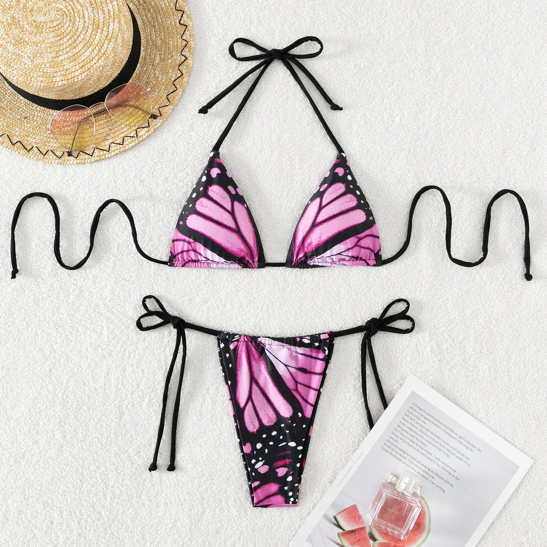 Damen Triangel-Bikini mit Schmetterling-Design und verstellbaren Bändern Echo Archiv