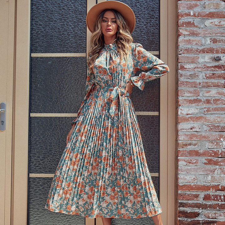Damen Midi-Kleid mit floralem Design und Bindedetails Echo Archiv