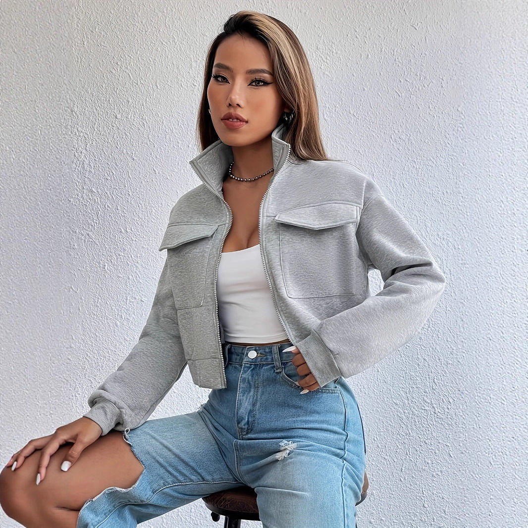 Damen Modische und bequeme cropped Freizeitjacke