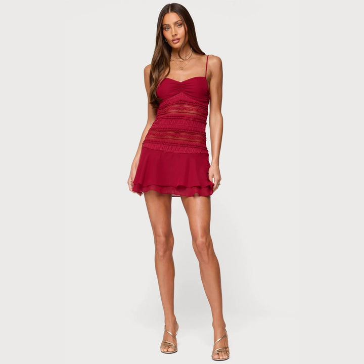 Damen Mini-Kleid mit gerafftem Oberteil und schwingendem Rock Echo Archiv