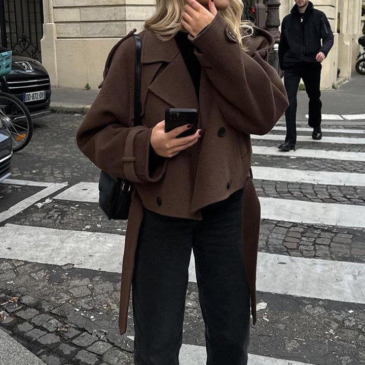 Damen modische cropped Jacke im Trench-Stil Echoarchiv