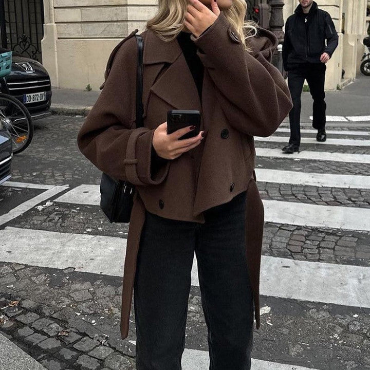 Damen modische cropped Jacke im Trench-Stil Echoarchiv