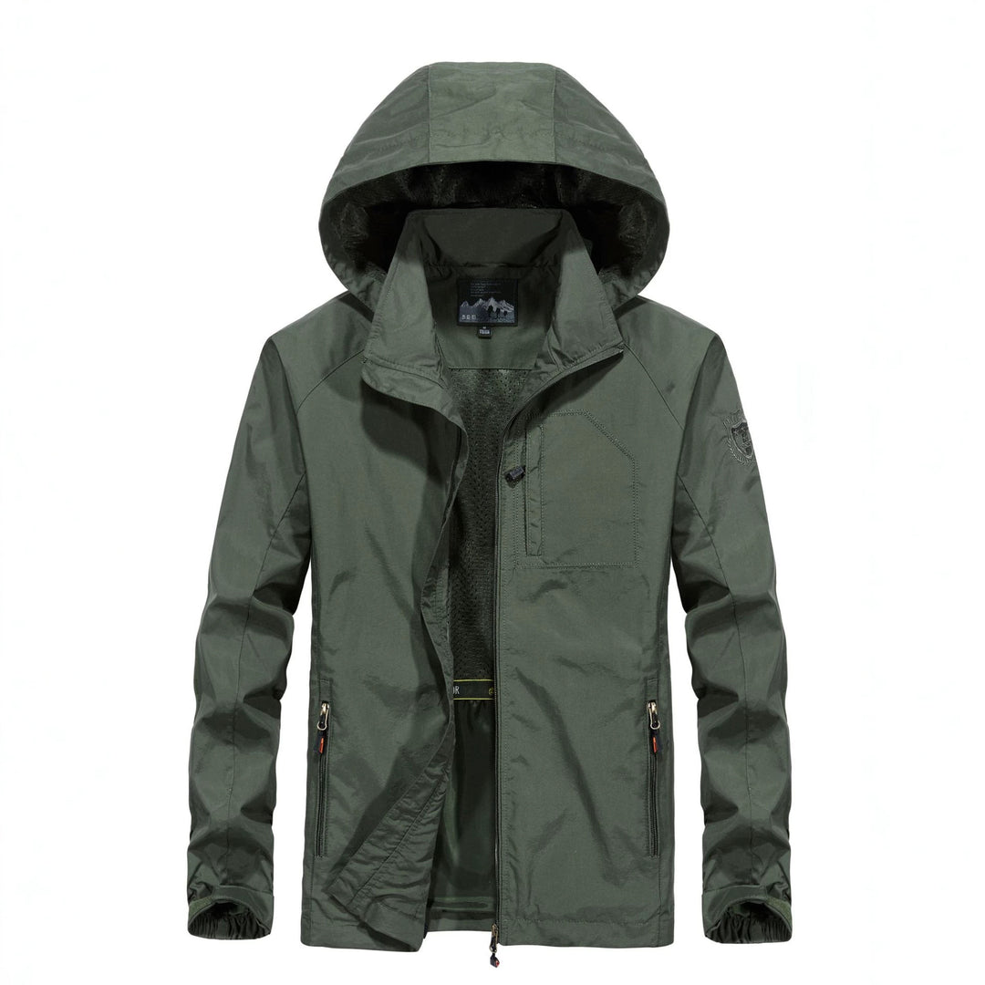 Herren Leichte Allwetter-Fieldjacke mit Kapuze, Mesh‑Innenfutter und Reißverschlusstaschen Echoarchiv