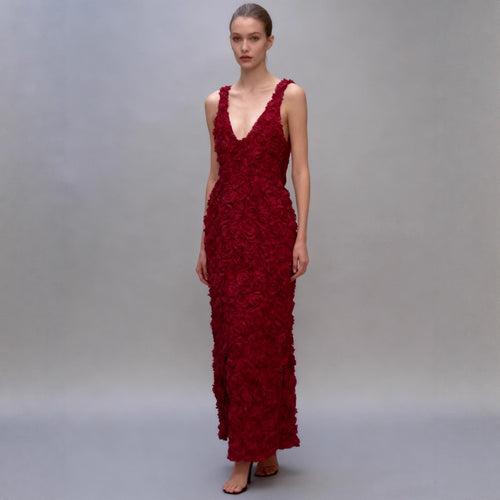 Damen Maxikleid mit opulentem Blumendesign und tiefem V-Ausschnitt Echo Archiv
