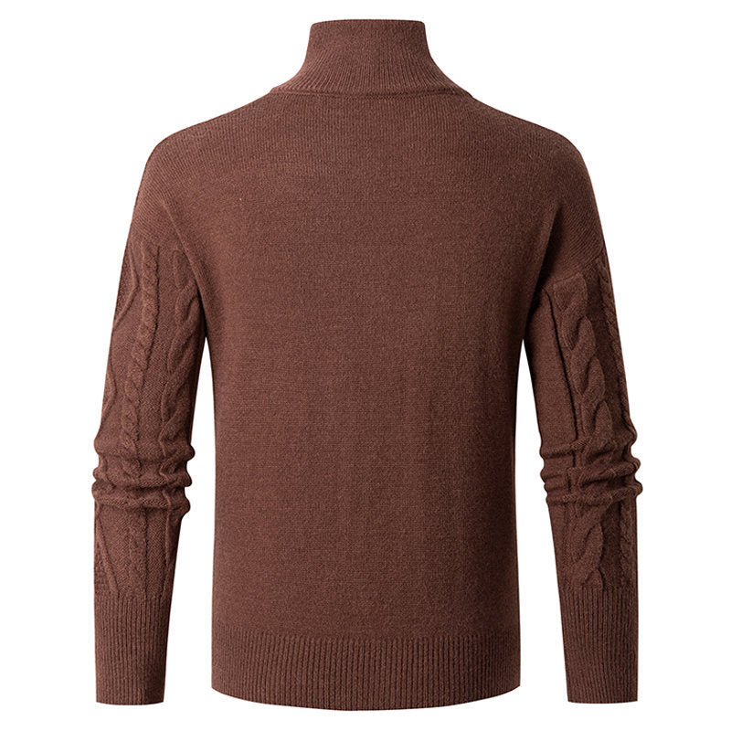 Herren Strickjacke mit klassischem Kabelmuster und hohem Stehkragen Echoarchiv
