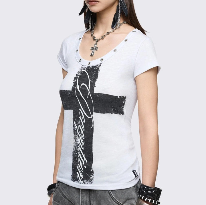 Damen Stylisches Shirt mit kreativem Grafikdesign Echo Archiv