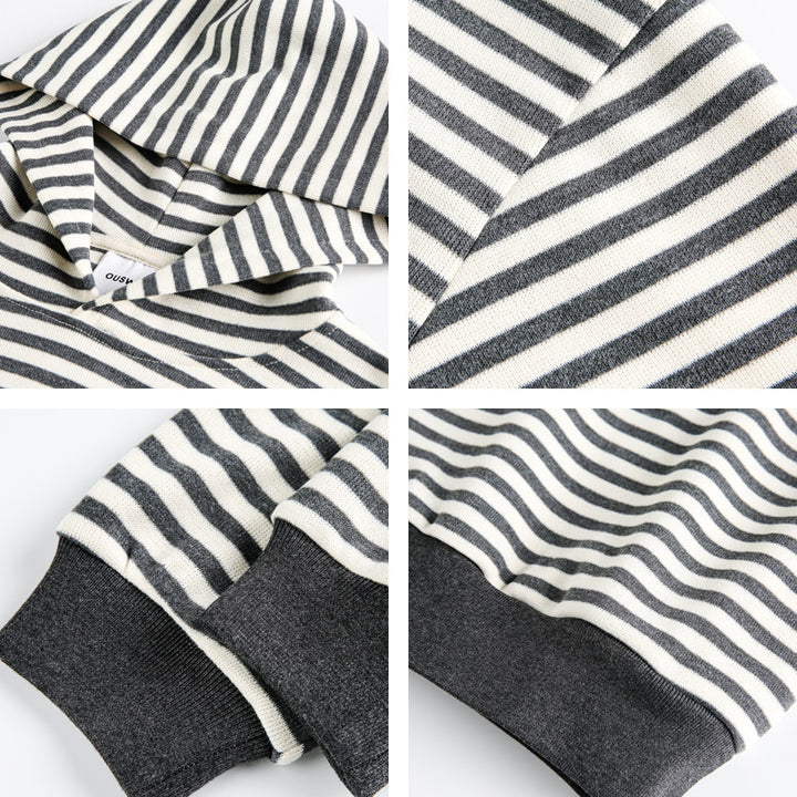 Unisex Gestreifter Oversize-Hoodie aus Baumwoll-Mix mit Rippbündchen Echo Archiv