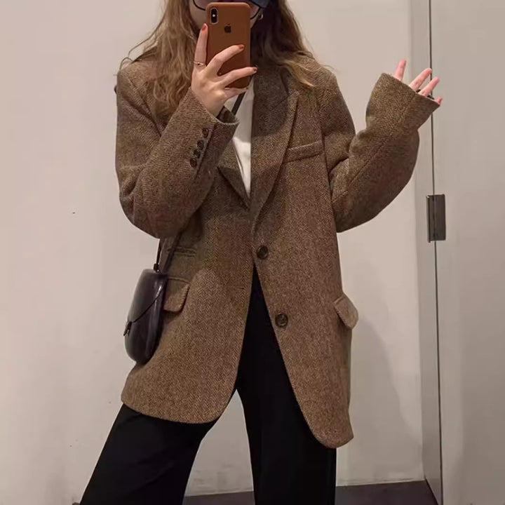 Damen Modischer Tweedblazer Echoarchiv
