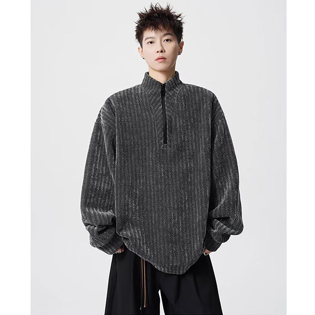 Damen Oversized Sweatshirt mit Stehkragen Echoarchiv