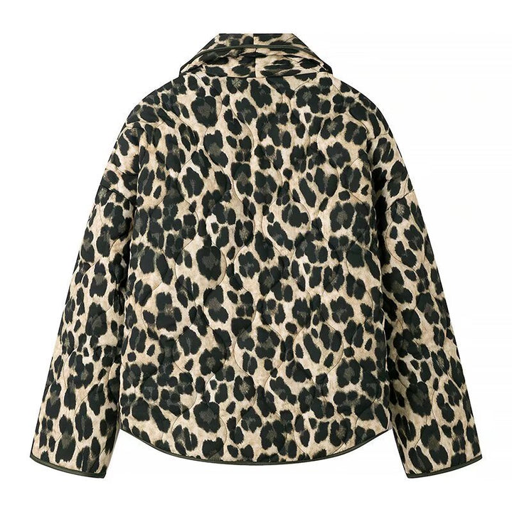 Damen Kurzjacke mit Leopardenprint, kastiger Silhouette und Schalkragen Echo Archiv