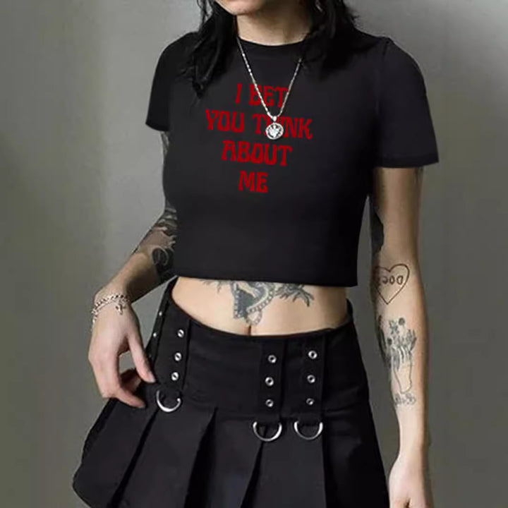 Damen Crop-T-Shirt mit kreativem Comic-Motiv Echo Archiv