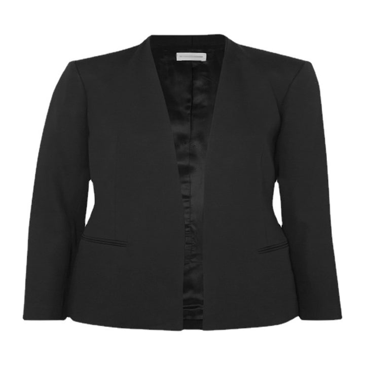 Damen Zweiteiliges Tailoring-Set aus Stretchkrepp mit offenem Longblazer und verkürzter Zigarettenhose Echoarchiv