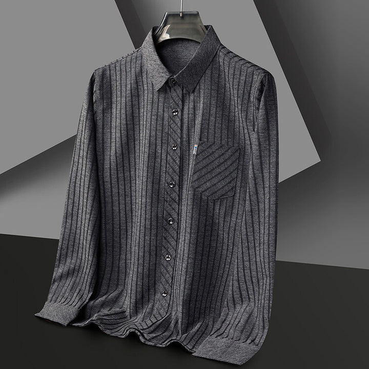 Herren stilvolles Slim-Fit Langarmhemd mit strukturiertem Design Echoarchiv