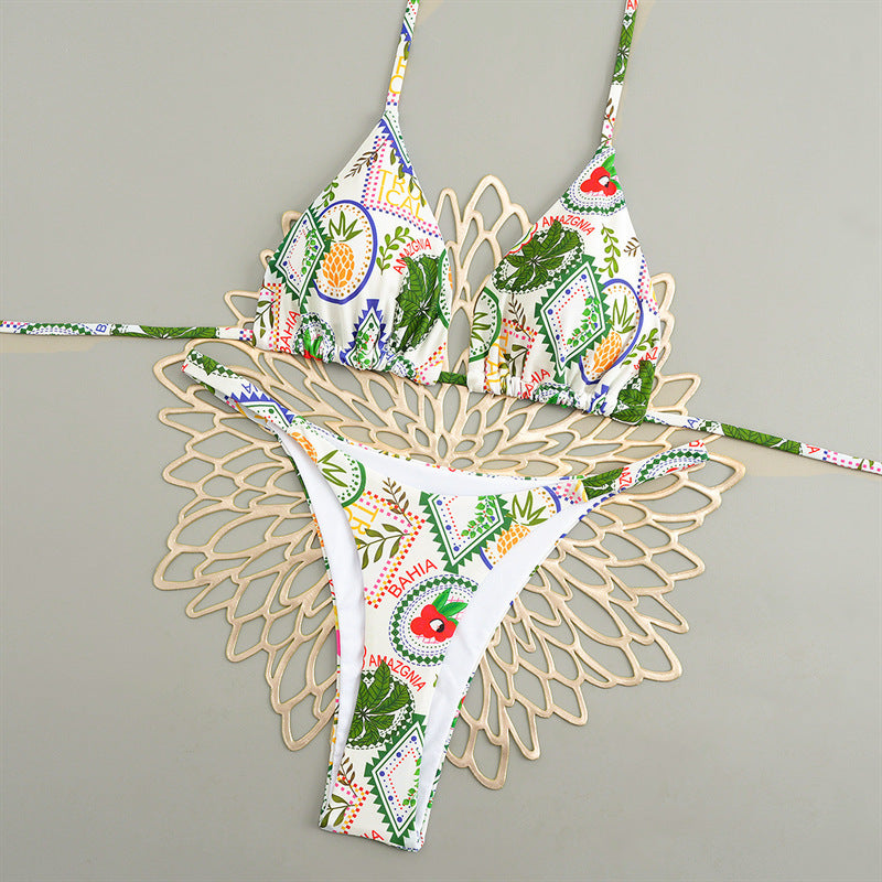 Damen Triangelbikini mit buntem Muster und verstellbaren Trägern Echo Archiv