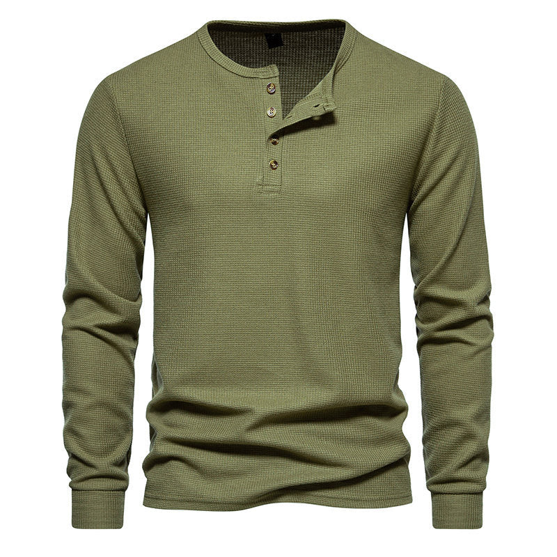 Herren Langarmshirt mit Knopfleiste und strukturiertem Design Echoarchiv