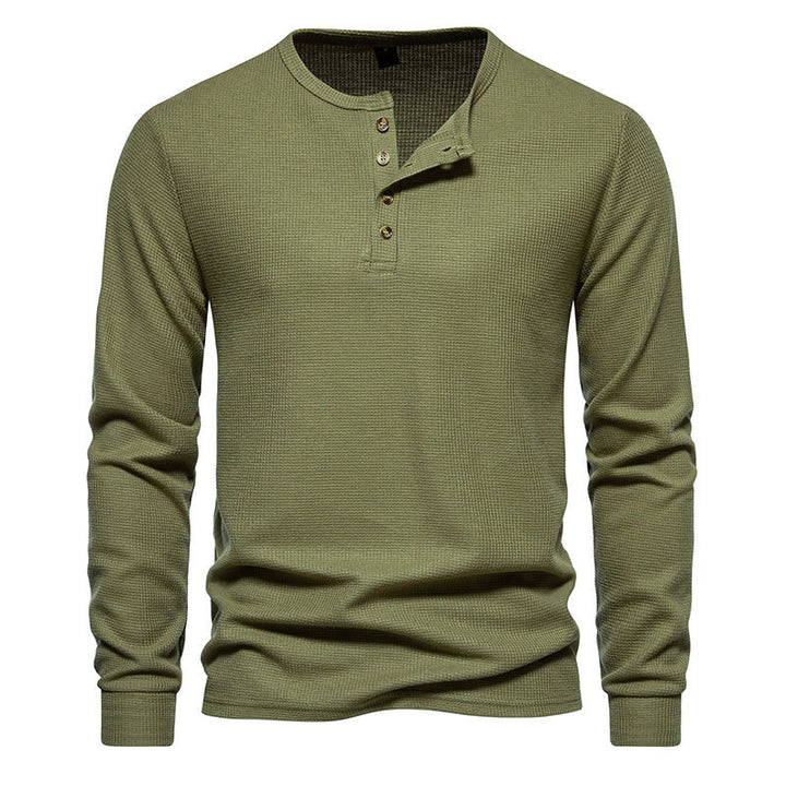 Herren Langarmshirt mit Knopfleiste und strukturiertem Design Echoarchiv
