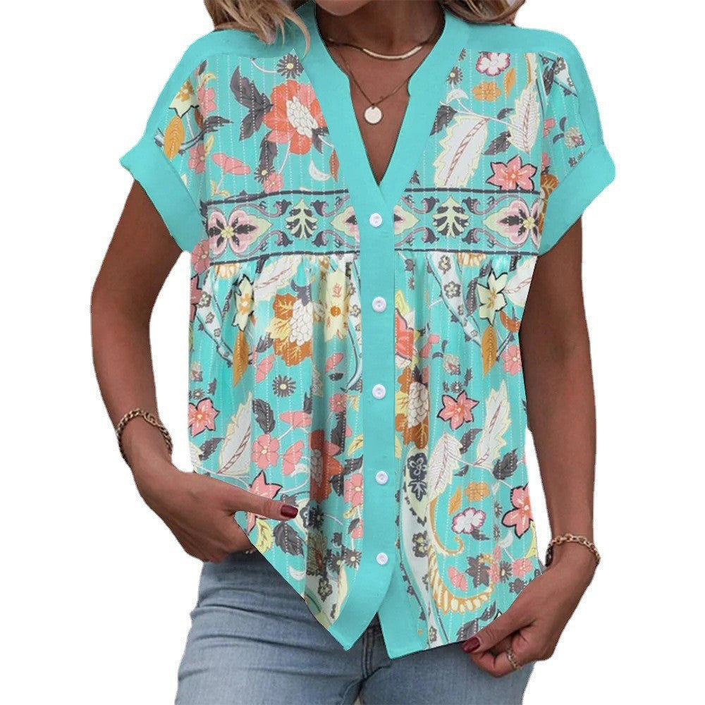 Damen Bluse mit floralem Design und Knopfleiste Echo Archiv