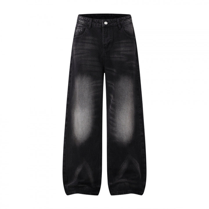 Damen Weite Highwaist-Jeanshose im Balloon-Schnitt mit Used‑Effekt und elastischem Saum Echo Archiv