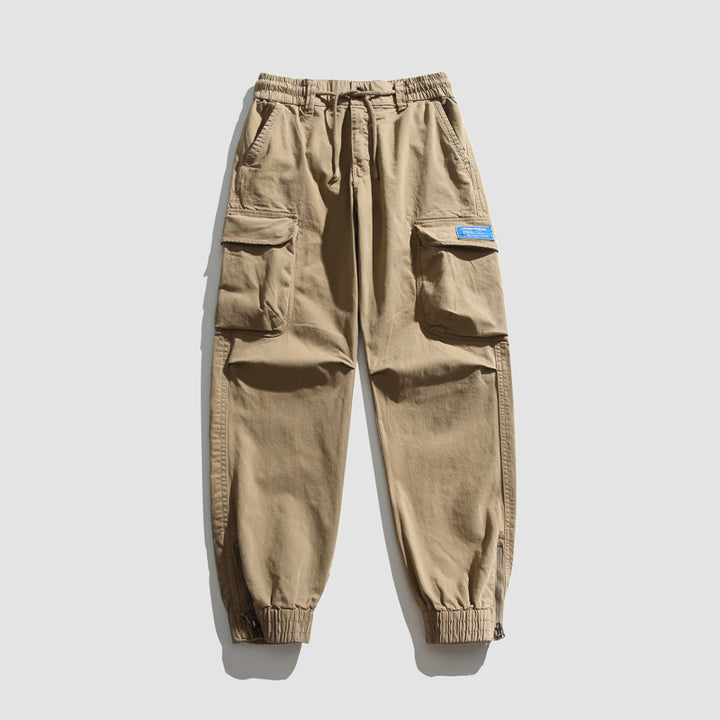 Herren Konisch geschnittene Utility-Cargo-Jogginghose mit Tunnelzugbund, Klapptaschen und Knöchelreißverschlüssen Echo Archiv