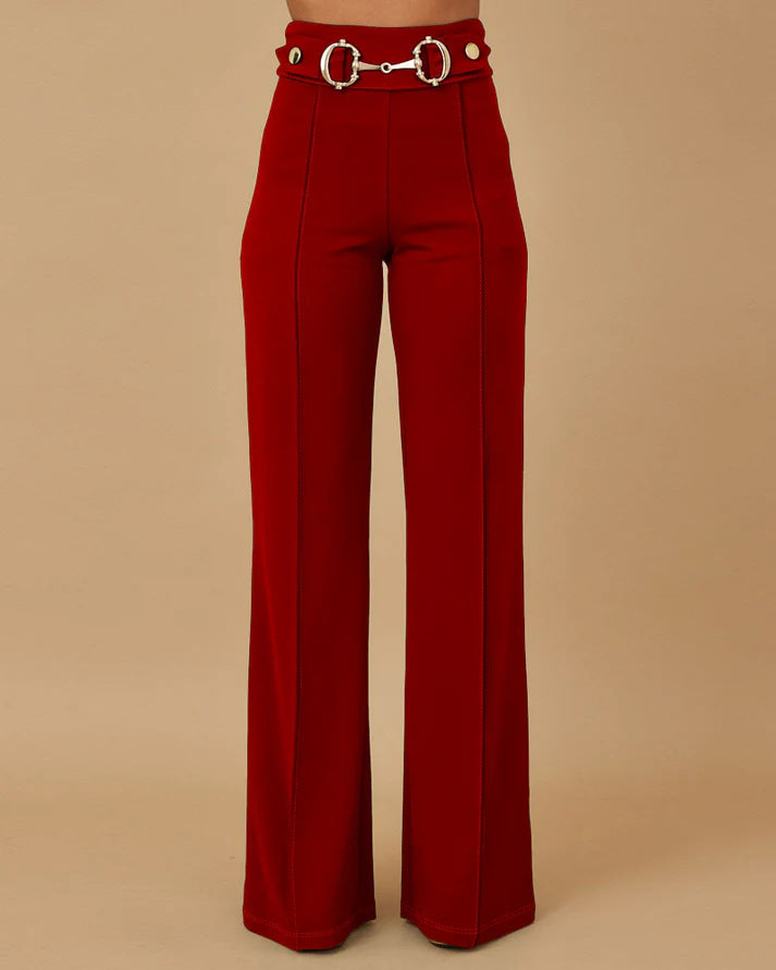 Damen weite Hochtaillenhose mit dekorativem Gürtel und eleganter Nahtführung Echo Archiv