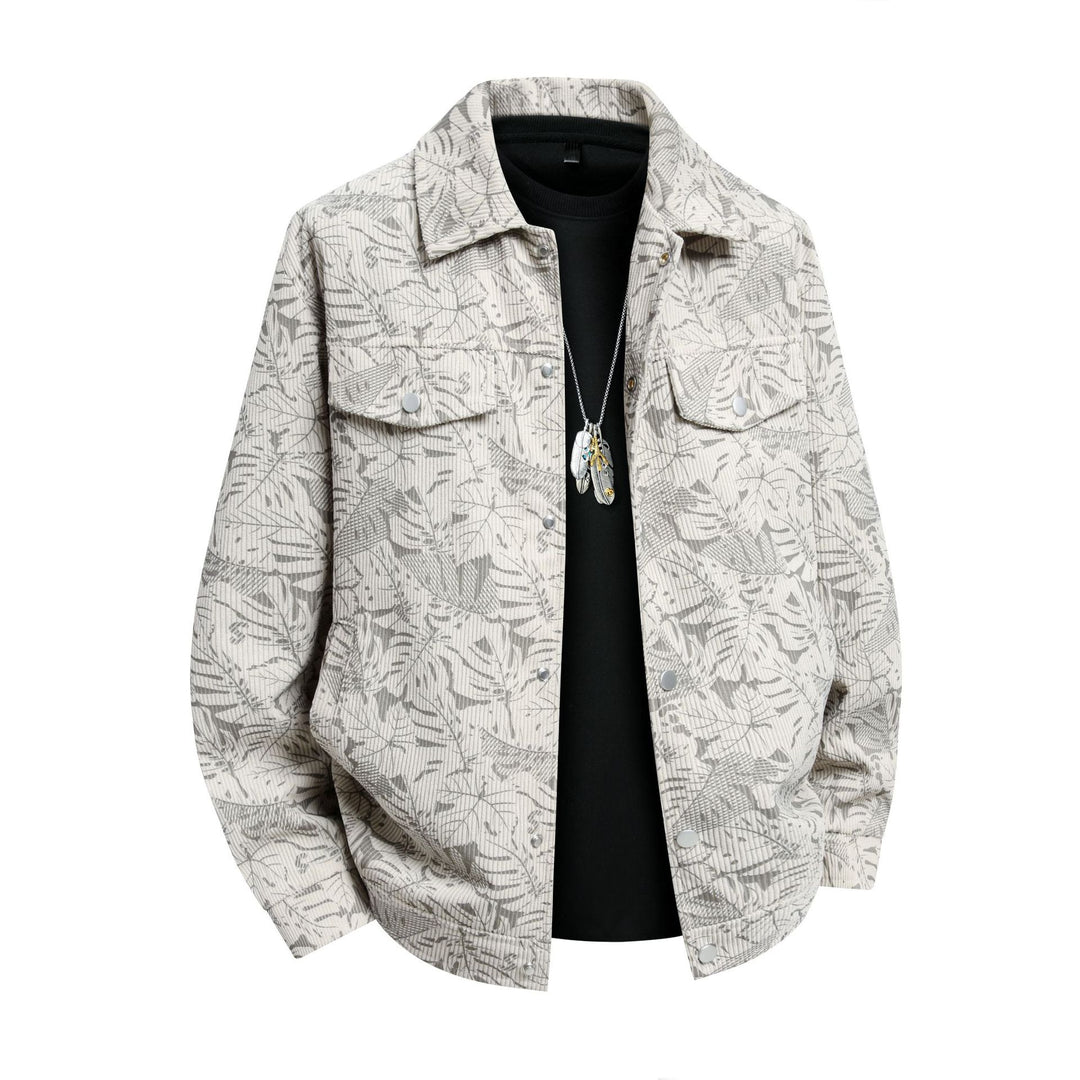 Herren lässige Utility-Jacke mit Allover-Print Echoarchiv