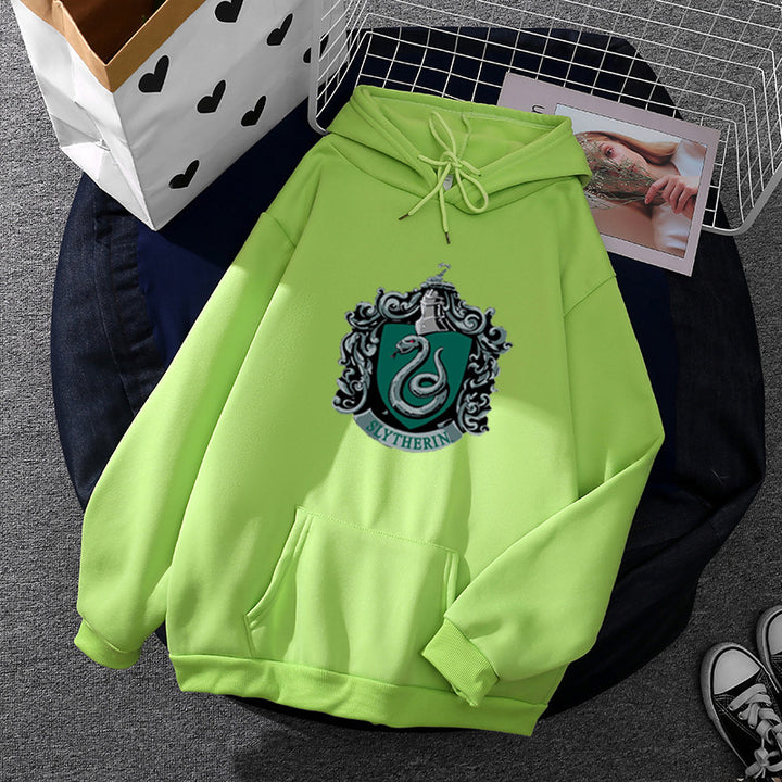 Damen gemütlicher Kapuzenpullover im Oversize-Cut mit heraldischem Schlangenwappen und weichem Fleece-Innenfutter – Auréline