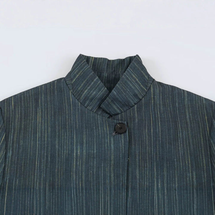Damen Lang geschnittener Blazer mit Stehkragen und aufgesetzten Taschen Echo Archiv