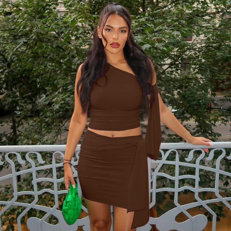Damen One-Shoulder Mini-Kleid mit Raffung und elegantem Detail Echo Archiv