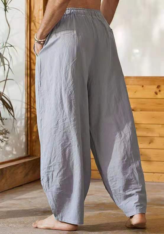 Herren lockere Leinenhose mit elastischem Bund Echoarchiv