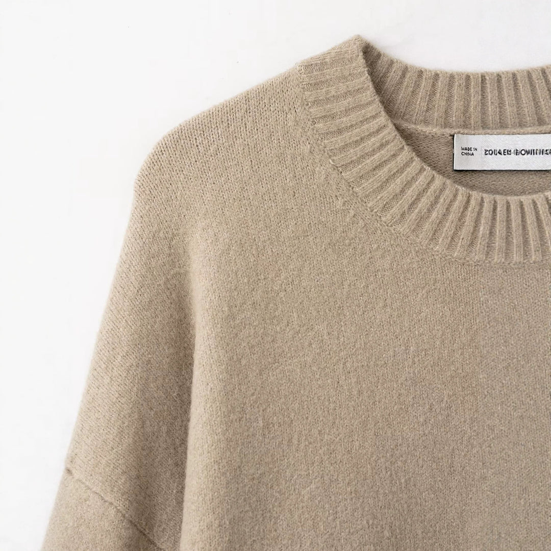 Damen Feiner Oversize-Pullover mit Rundhals und verlängerten Rippbündchen Echo Archiv
