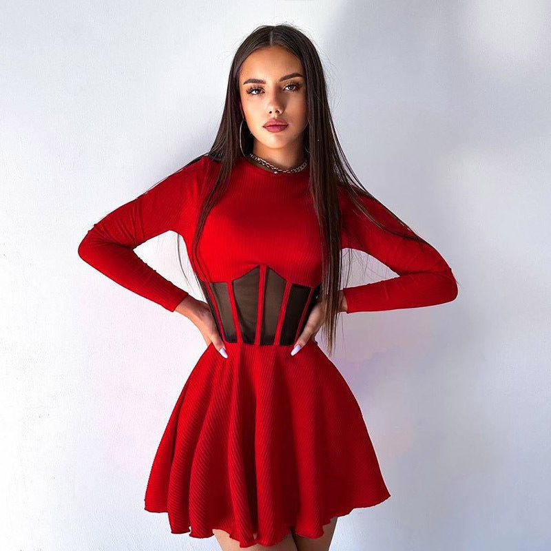 Damen Hochwertiges und elegantes Minikleid mit transparenten Einsätzen Echoarchiv