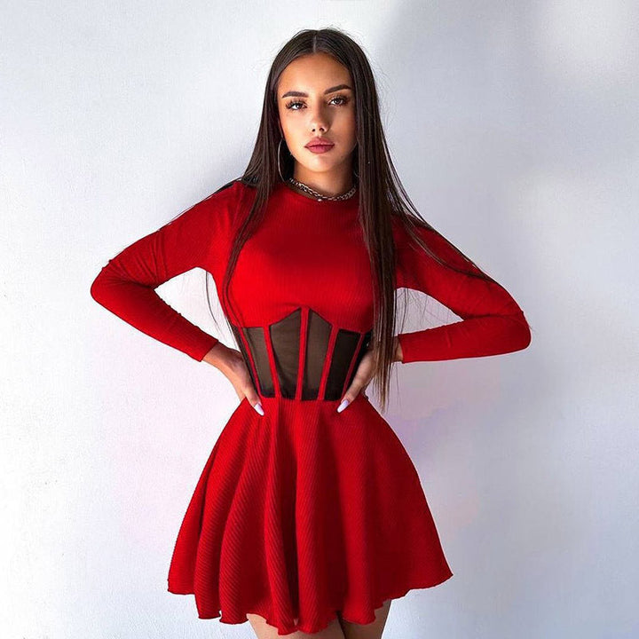 Damen Hochwertiges und elegantes Minikleid mit transparenten Einsätzen Echoarchiv
