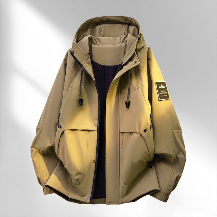 Herren Oversize-Utility-Outdoorjacke mit Kapuze, wattierter Innenlage & Multifunktionstaschen Echoarchiv