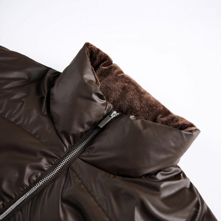 Damen Gekürzte wattierte Boxy‑Jacke mit hohem Stehkragen und Teddyfutter Echo Archiv