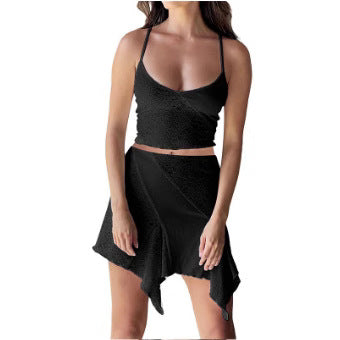 Damen Crop-Top und verspielter Rock mit asymmetrischem Saum Echo Archiv