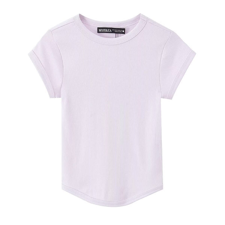 Damen hochwertiges, figurbetontes Basic-T-Shirt mit feiner Rippstruktur Echo Archiv