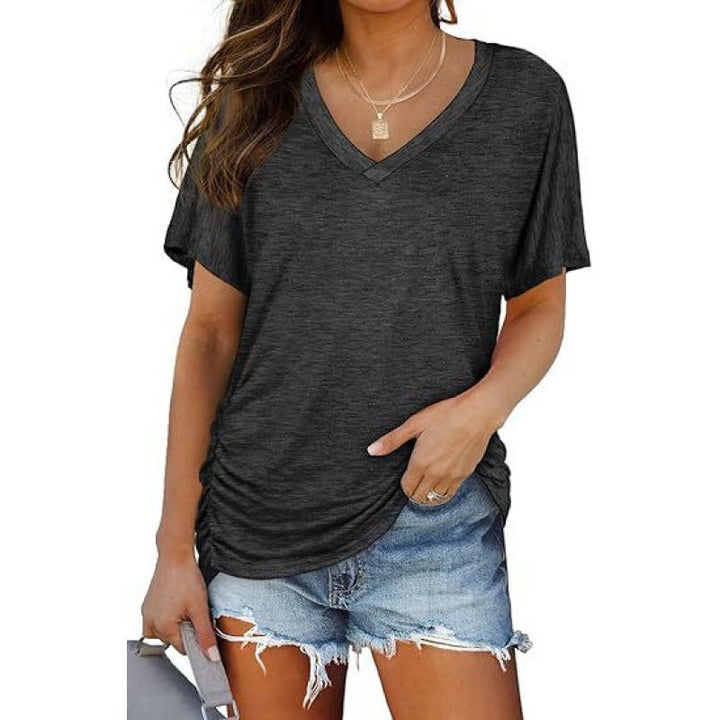 Damen V-Ausschnitt T-Shirt Aus Weichem Single Jersey Echoarchiv