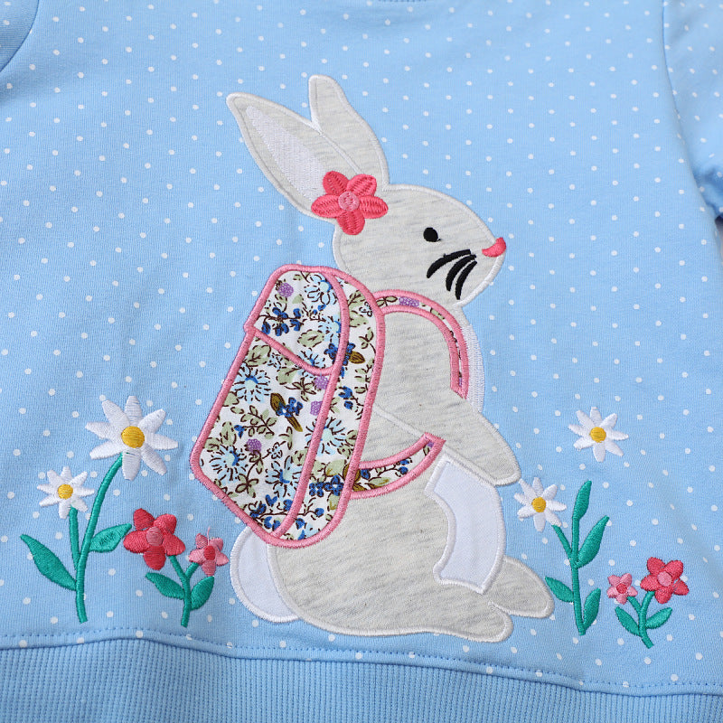 Mädchen Sweatshirt mit niedlichem Hasen- und Blumenmotiv Echo Archiv