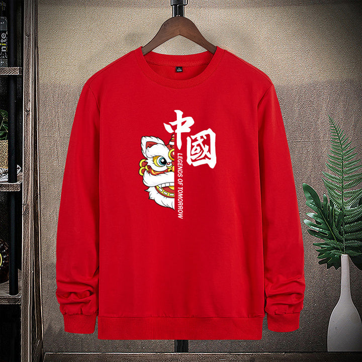 Herren Sweatshirt mit traditionellem Löwentanz‑Motiv und Rundhalsausschnitt Echo Archiv